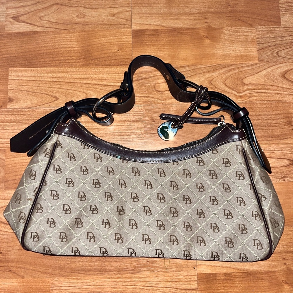 Dooney & Bourke Tan and Brown Logo Shoulder Bag